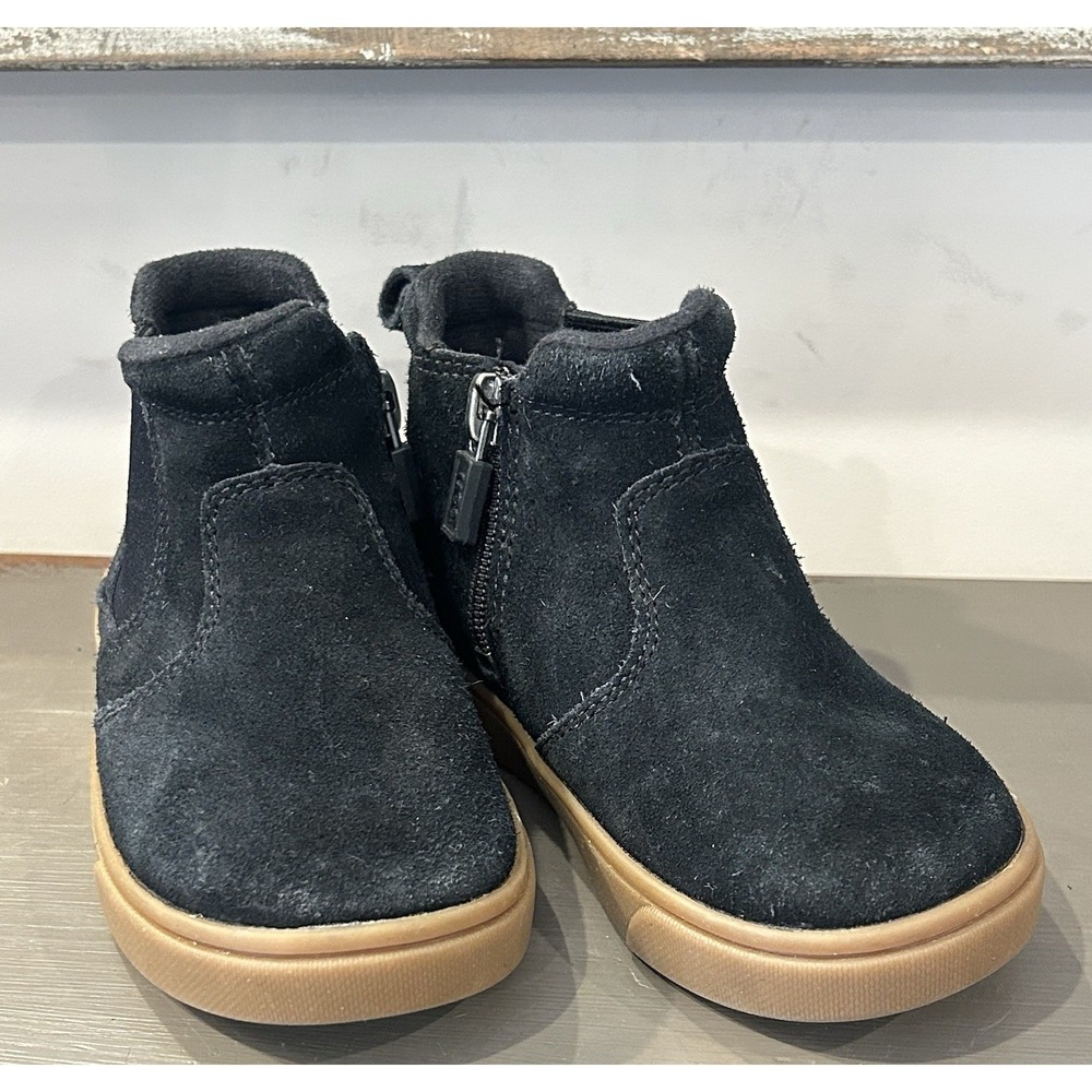 Ugg Black Hamden‎ Toddler Unisex Boots Size 8 Side Zip Suede Slip On